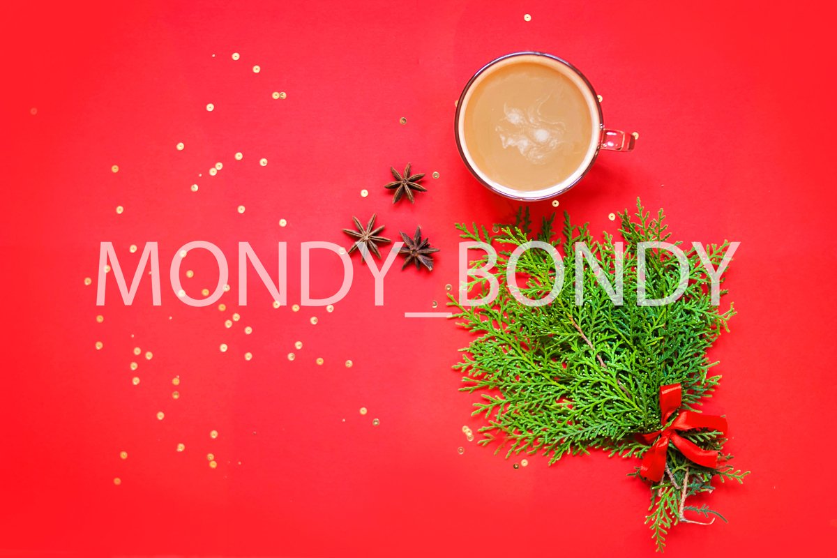 Flat Lay. Christmas composition of a Christmas tree example image 1