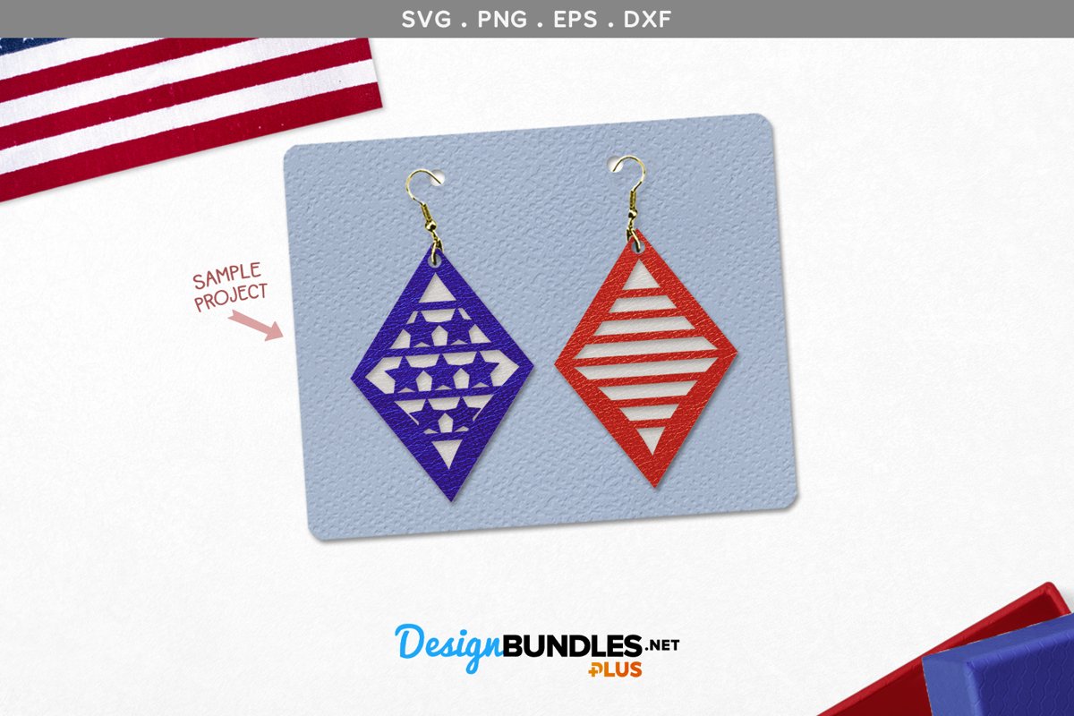 Stars and Stripes Diamond Stacked Earrings Template example image 1