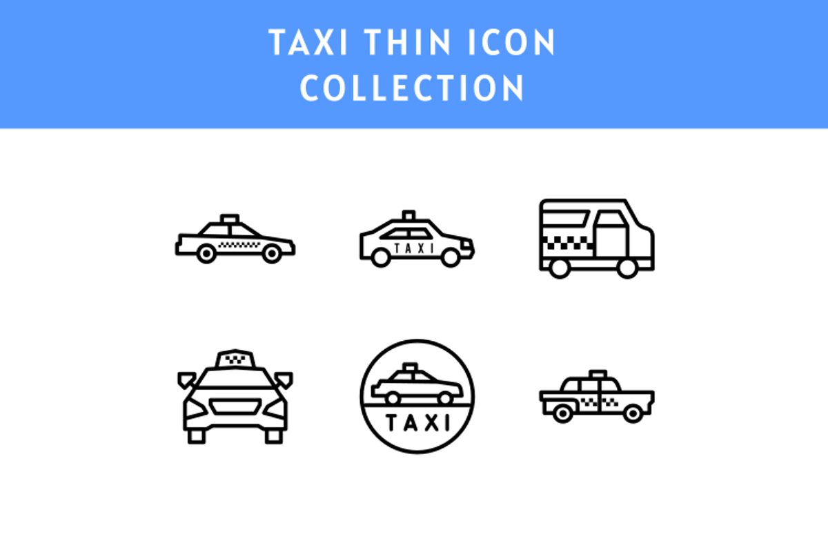 set of Taxi thin line icon illustration example image 1