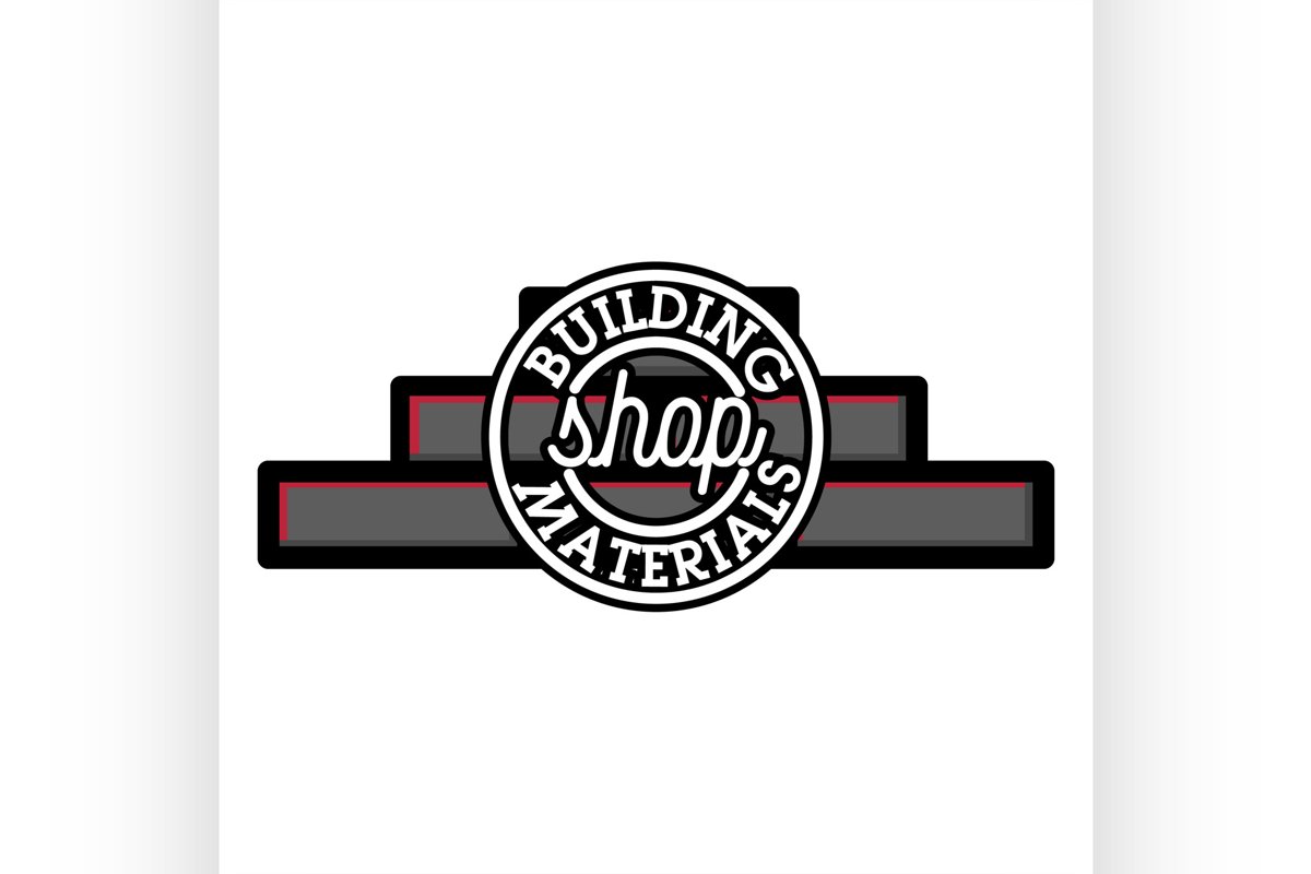 Color vintage building materials shop emblem example image 1