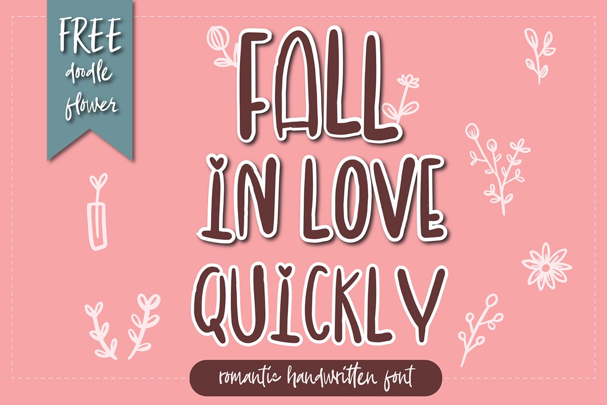Fall in love quickly romantic handwritten font example image 1