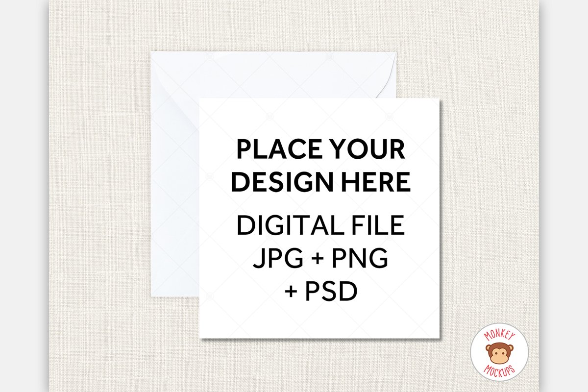 White Square Card Mockup Envelope - JPG PNG PSD Smart Object example image 1