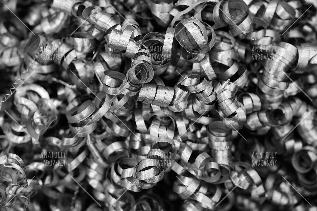 Metal shavings. Black and white image example image 1