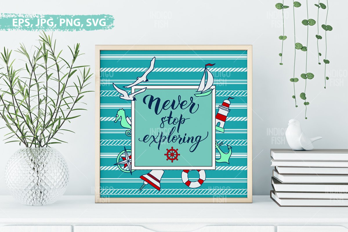 Icons, Quote and Pattern Expoloring & Sea Bundle example image 1