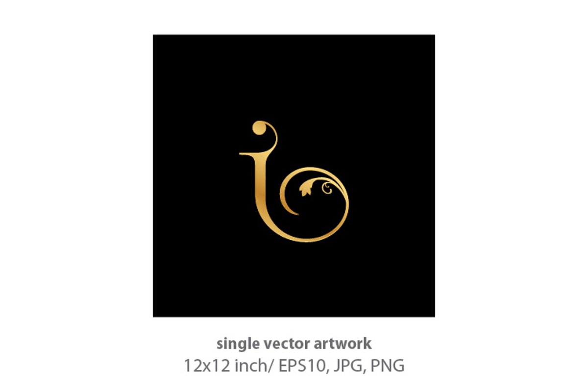 Decorative golden letter i example image 1