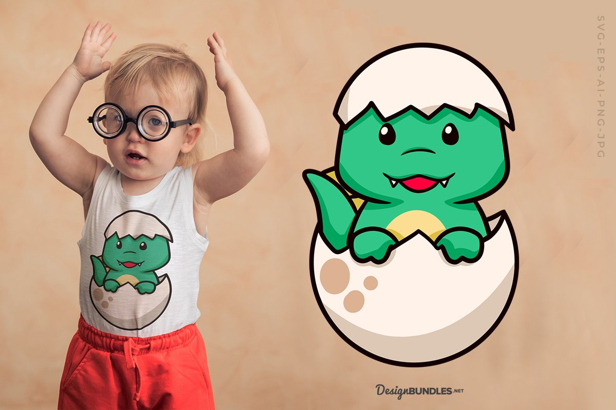 Baby Dinosaur T-Shirt Design example image 1