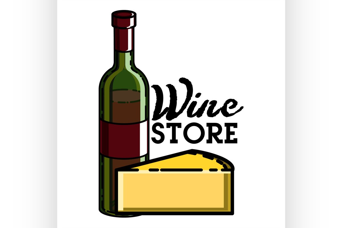 Color vintage wine store emblem example image 1