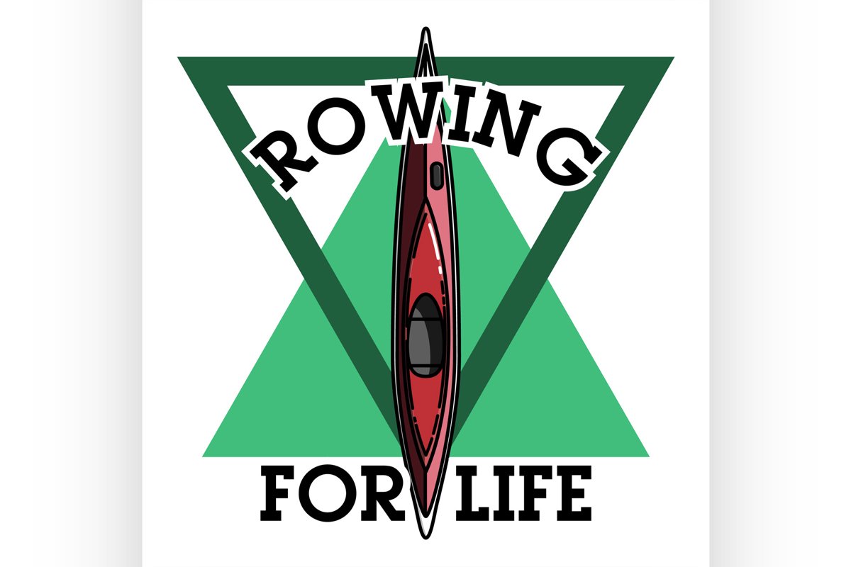 Color vintage rowing emblem example image 1