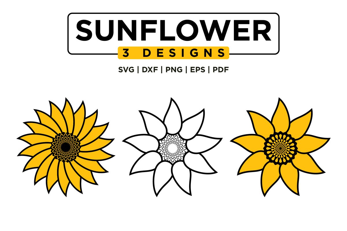 Sunflower SVG Bundle, Sunflower Monogram SVG Mini Bundle example image 1
