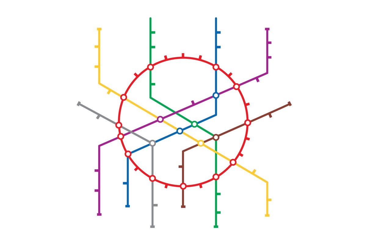 Metro Map Vector. Subway Map Design Template. Colorful example image 1