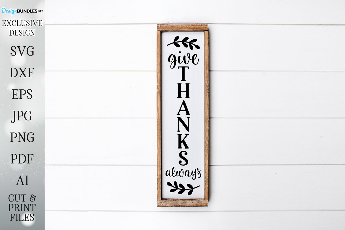 Give Thanks Always - Vertical Porch Sign - Autumn / Fall example image 1