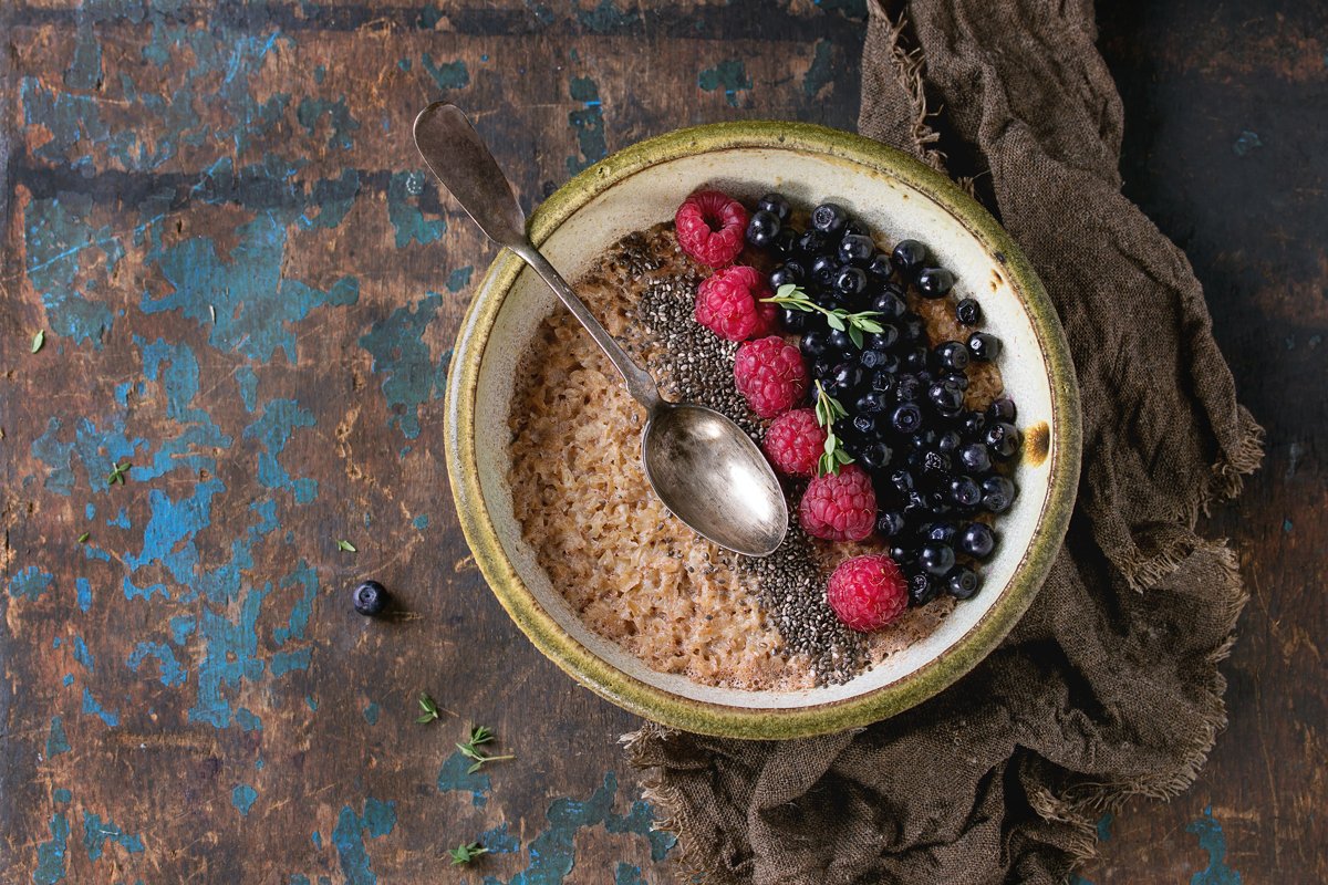 Oatmeal with berries and chia seeds example image 1