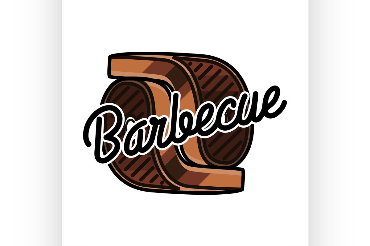 Color vintage barbecue emblem example image 1