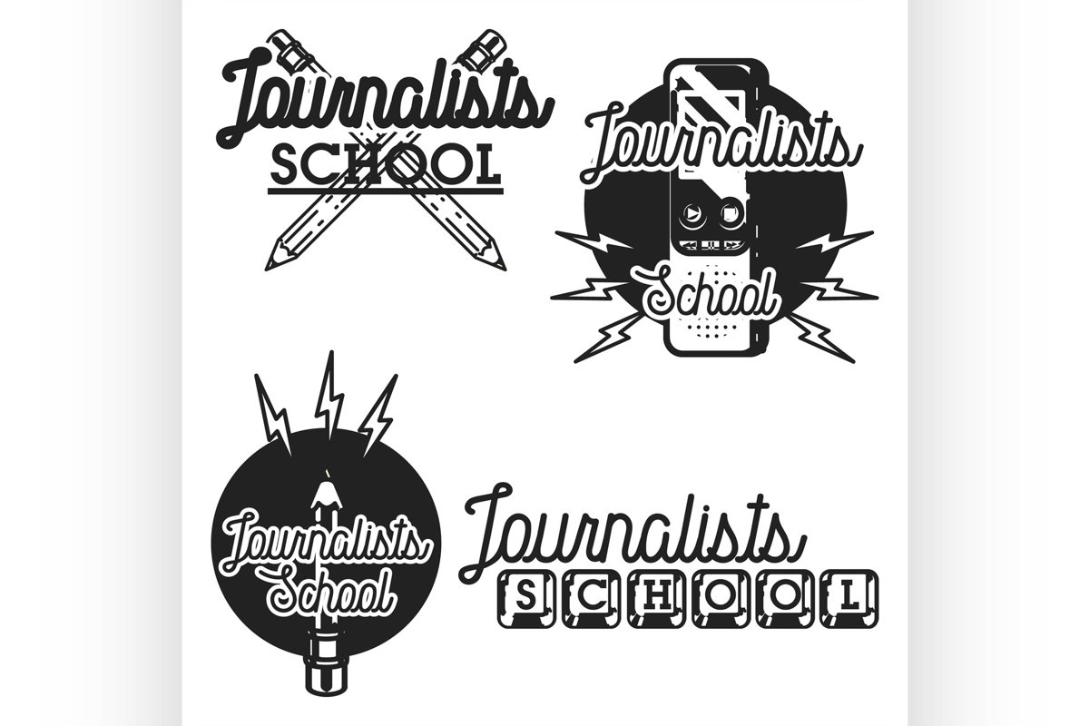 Color vintage journalists school emblems example image 1