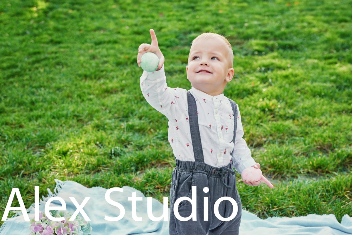 Easter baby boy with bunny and eggs example image 1
