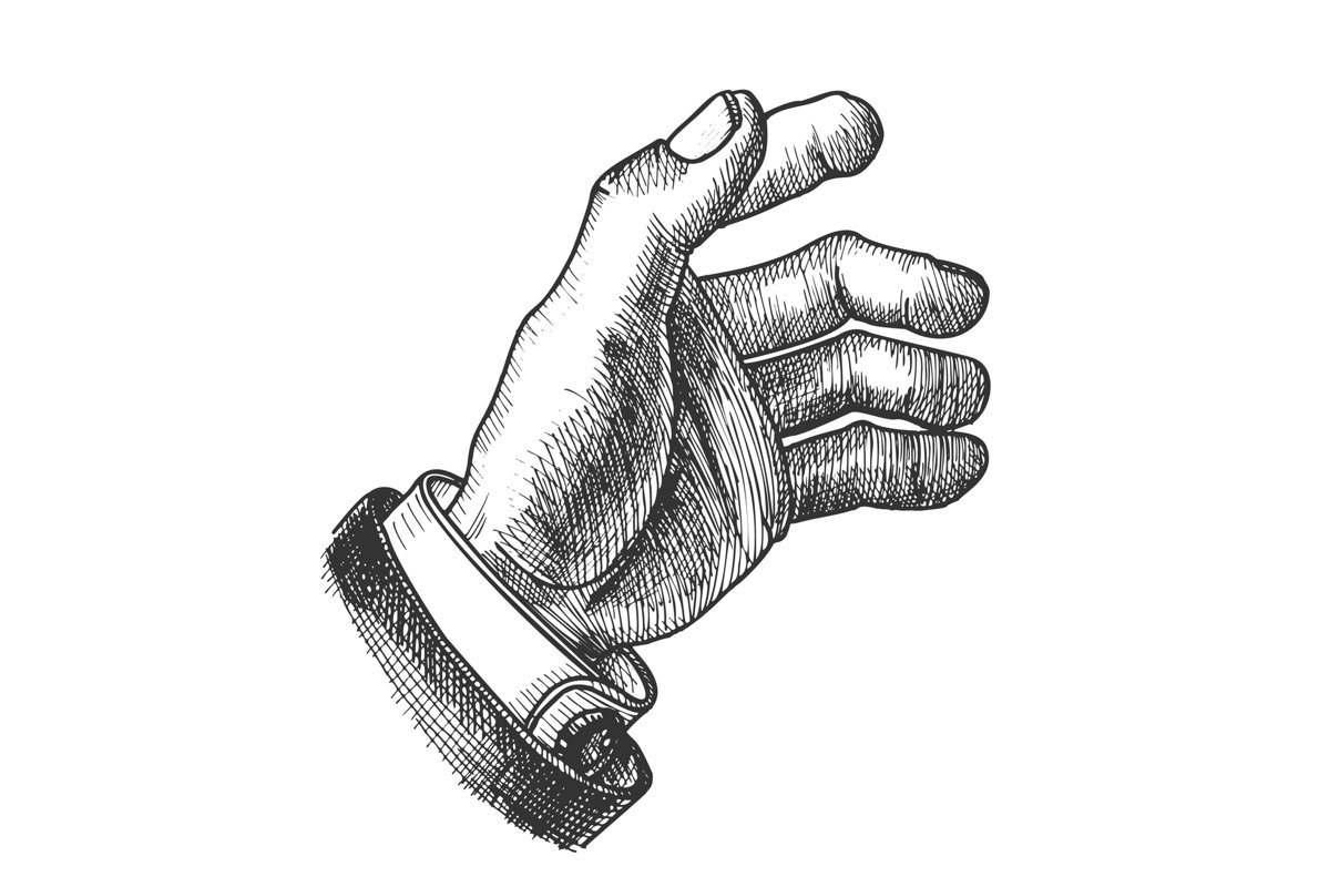 Businessman Hand Make Gesture Monochrome Vector example image 1