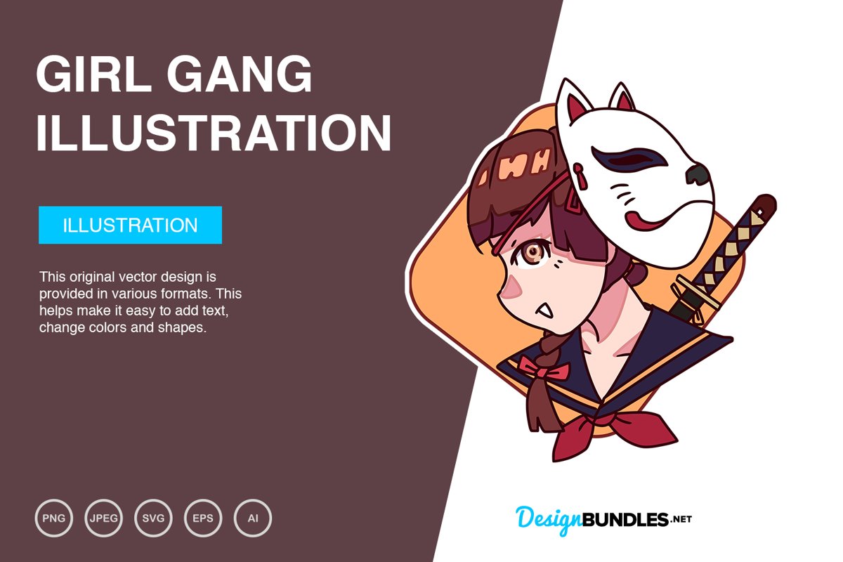 Cute Girl Gang Vector Illustration example image 1