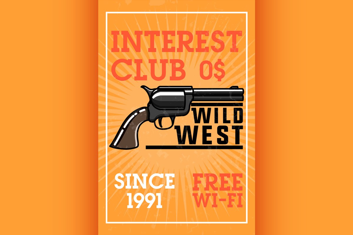 Color vintage wild west banner example image 1