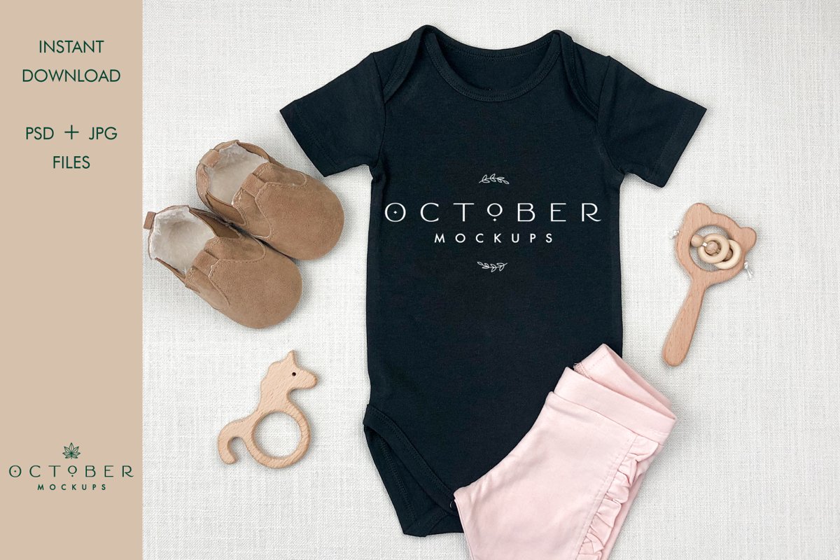 Baby onepiece mockups in JPG and PSD | Sublimation blanks example image 1
