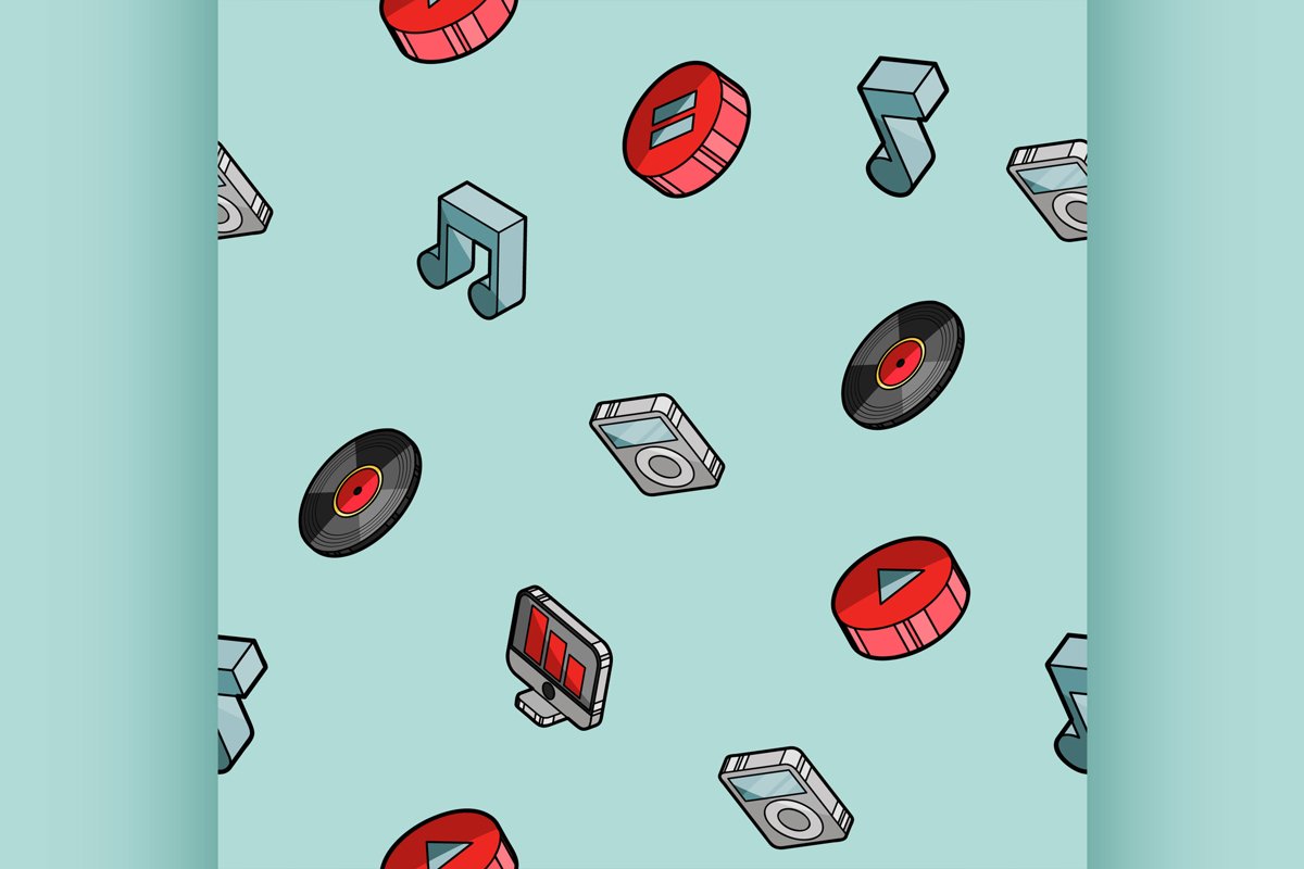 Music color outline isometric pattern example image 1