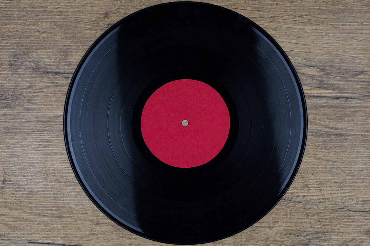 Closeup of Vinyl Long Play Record with Label with Copy Space example image 1