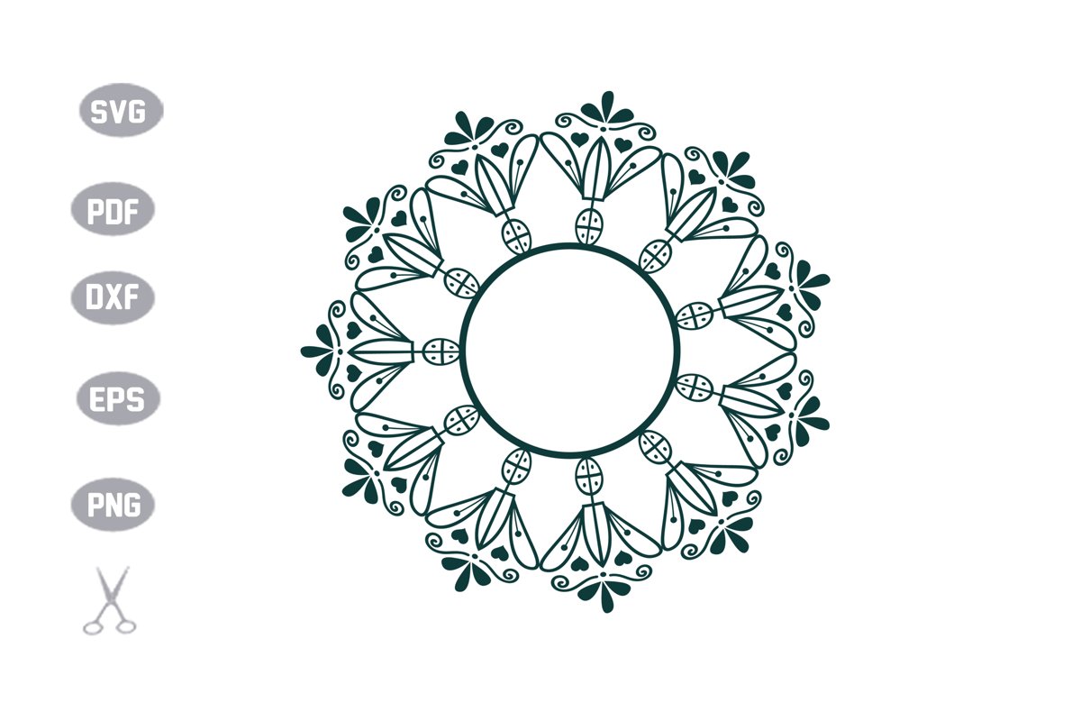 Mandala Flower Monogram SVG example image 1