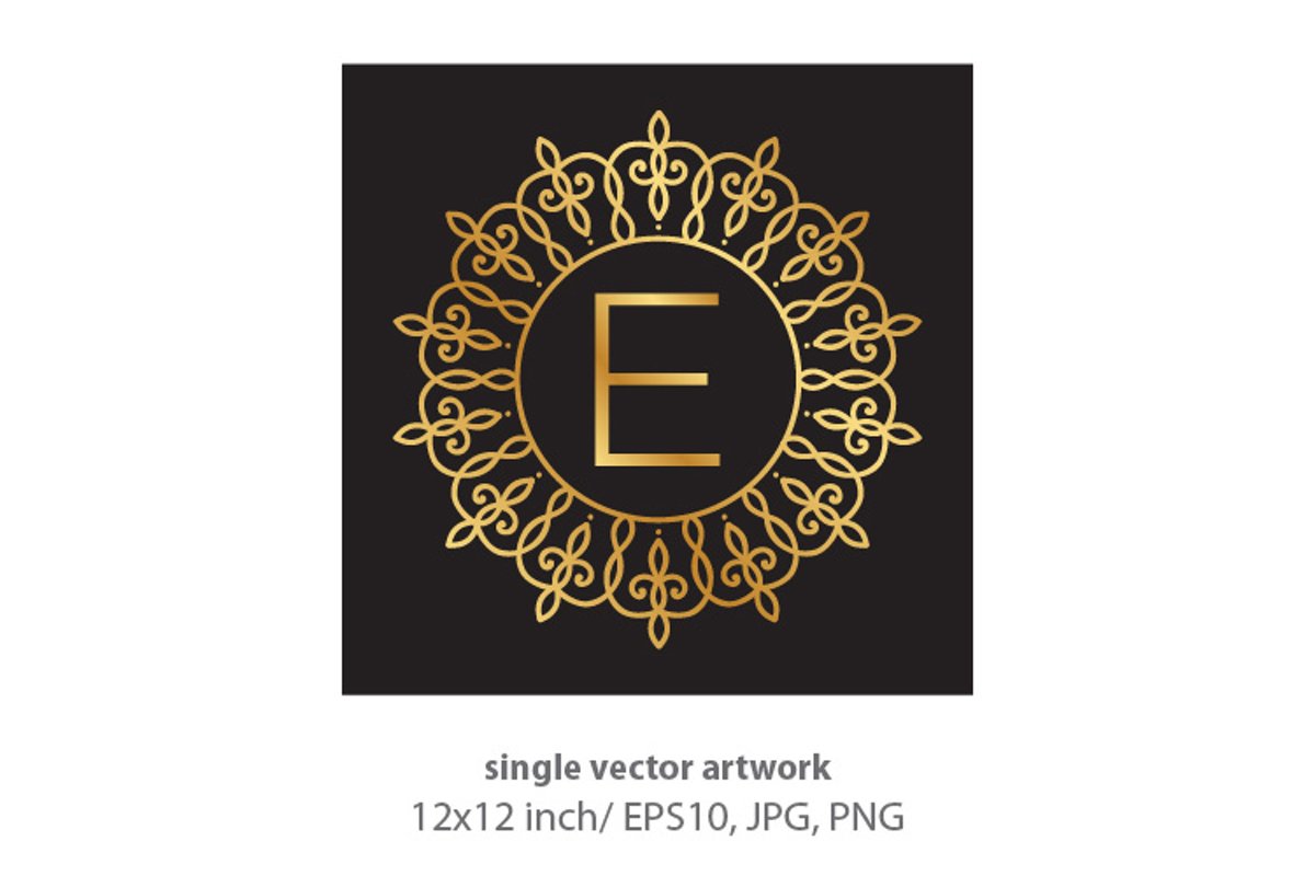 Letter e, inside luxury frame example image 1