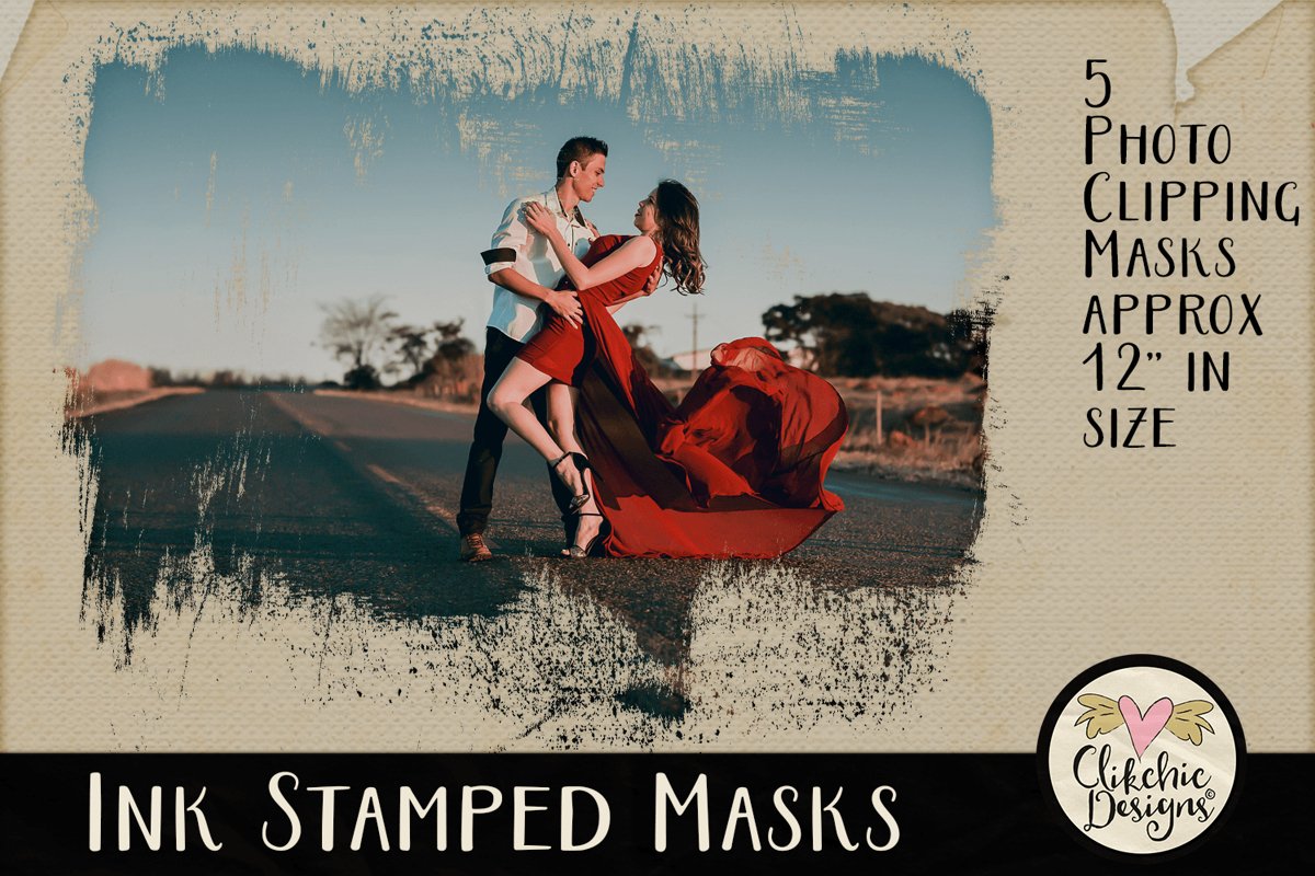 Ink Stamped Photoshop Clipping Masks & Tutorial example image 1