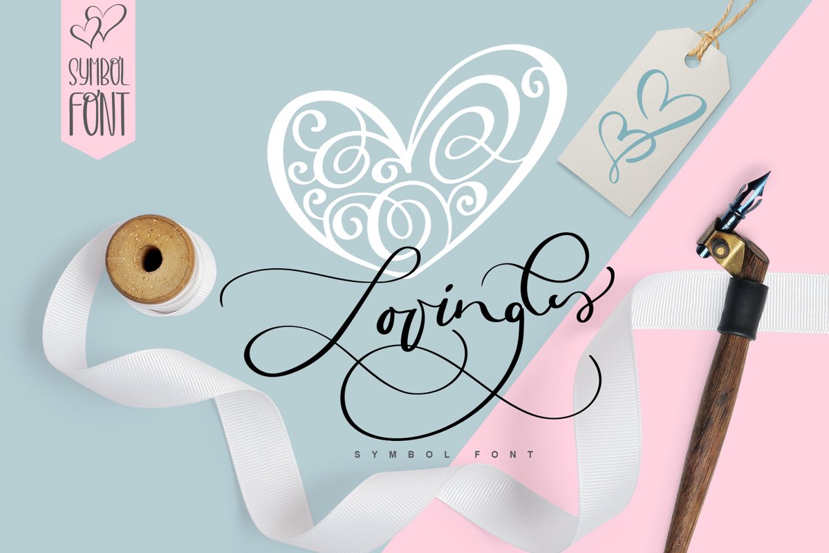 Lovingly Symbol Flourish Hearts Font example image 1