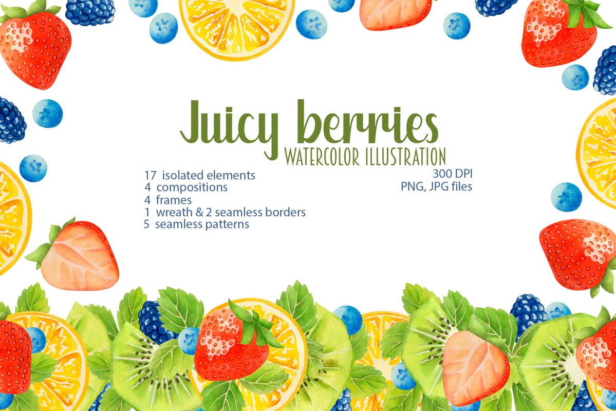 Watercolor juicy berries example image 1