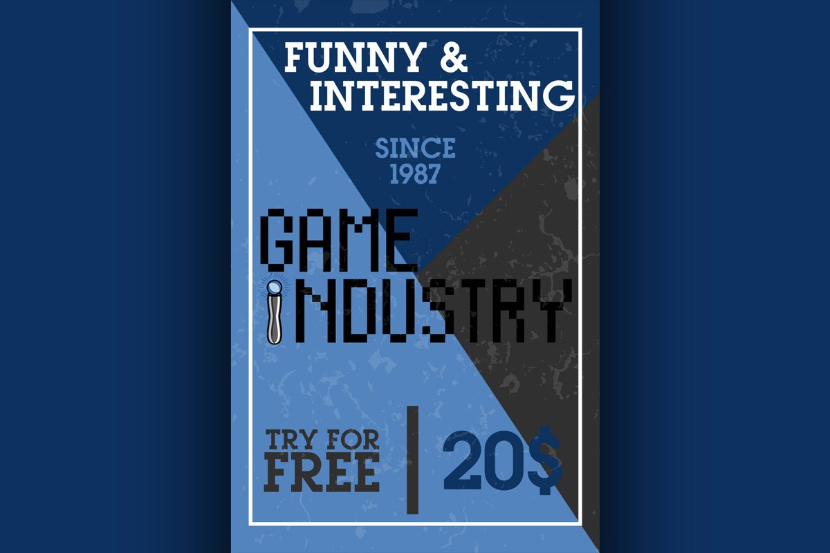 Color vintage game industry banner example image 1