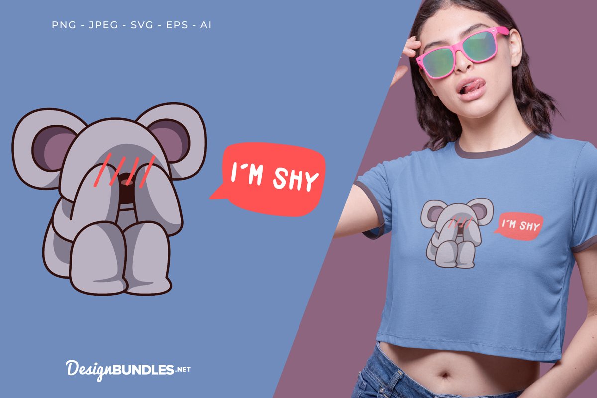 Shy Koala Vector Illustration For T-Shirt Design example image 1