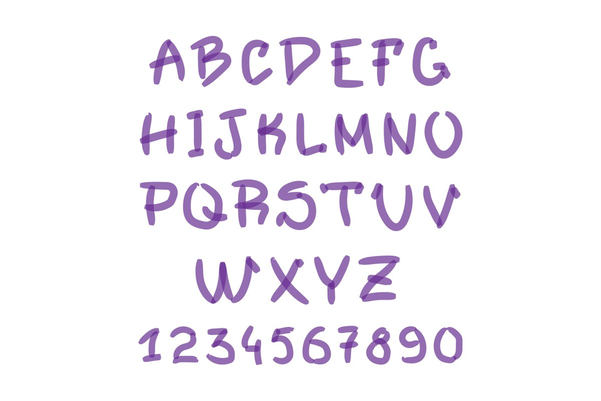 Marker Hand Written Doodle Symbols Vector. Letters, Numbers example image 1