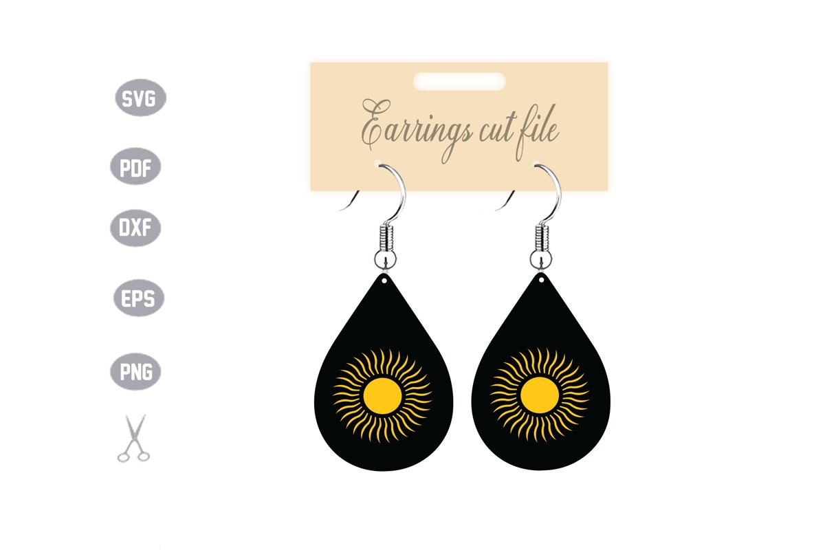 Sun Earrings Template SVG example image 1