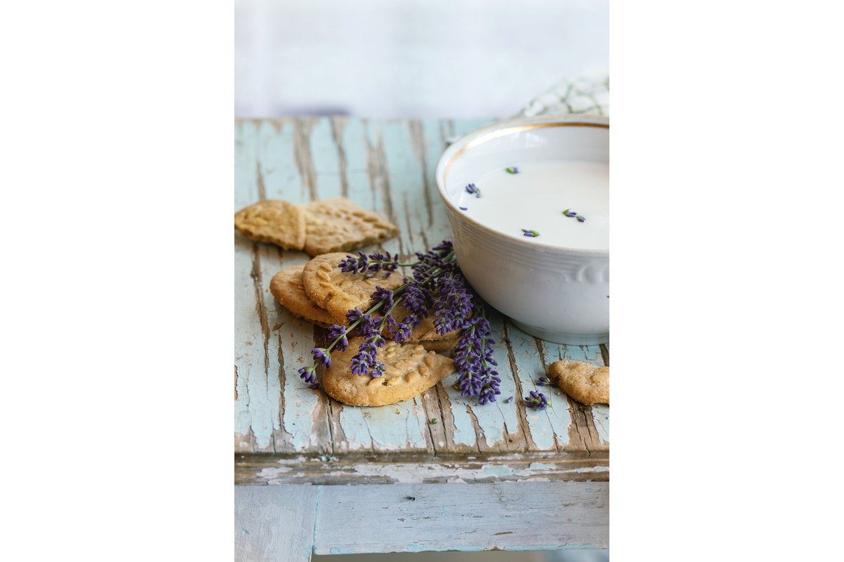 Lavender cookies with milk example image 1