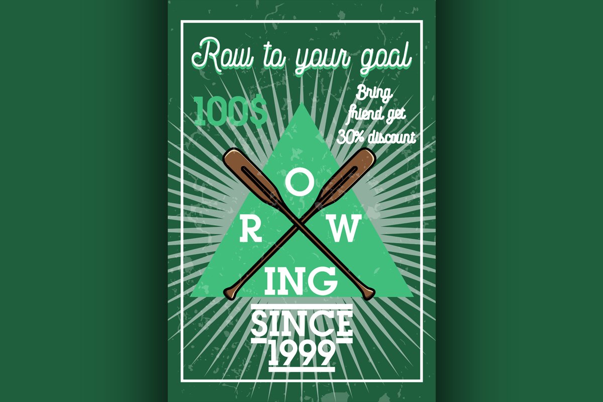 Color vintage rowing banner example image 1