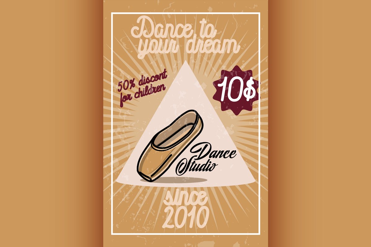Color vintage dance studio banner example image 1