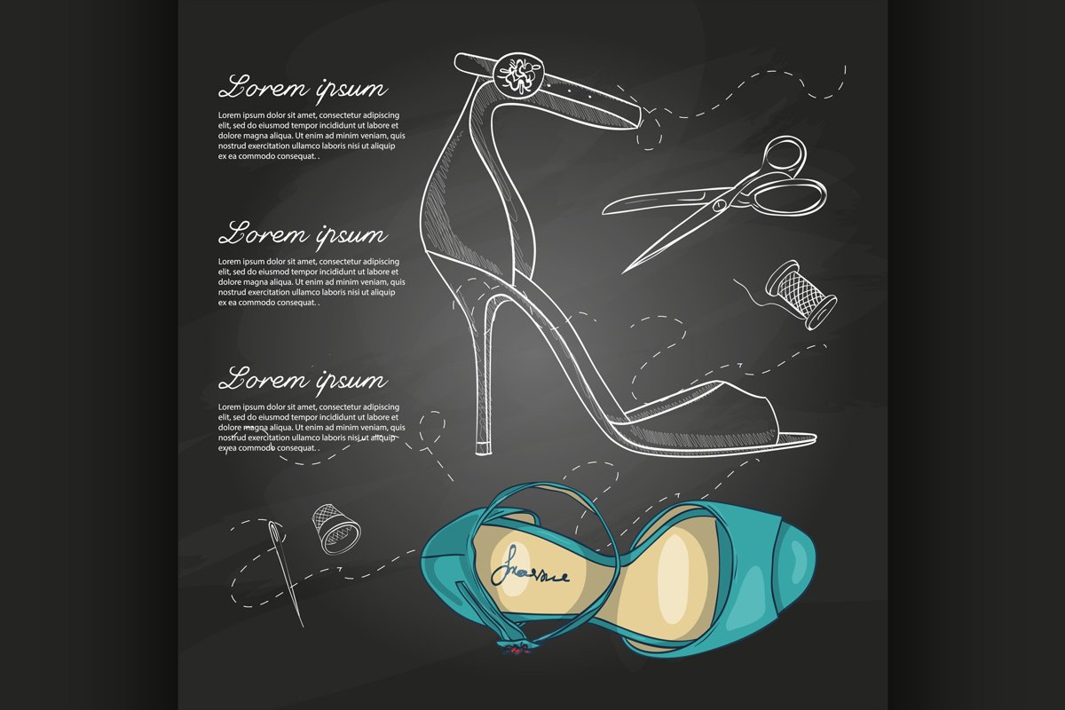 Fashion vector sketch womens shoes. example image 1