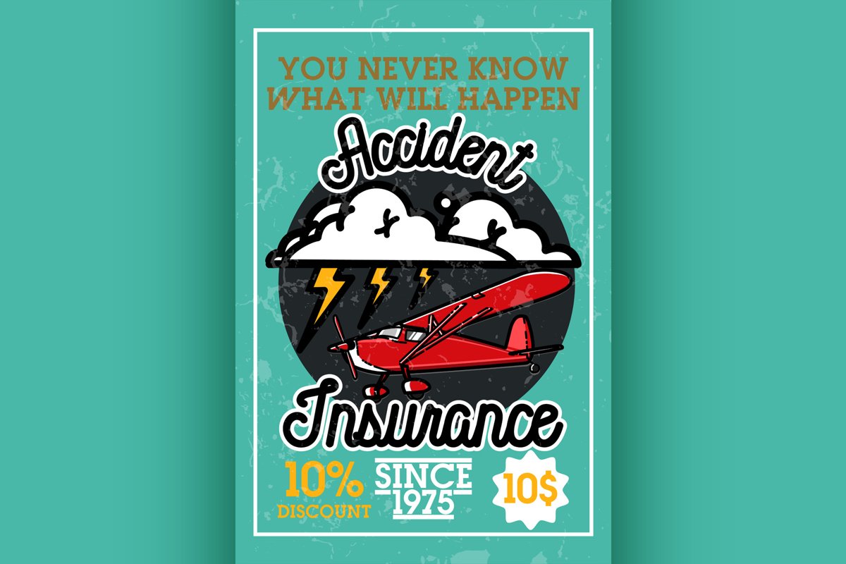 Color vintage accident insurance banner example image 1