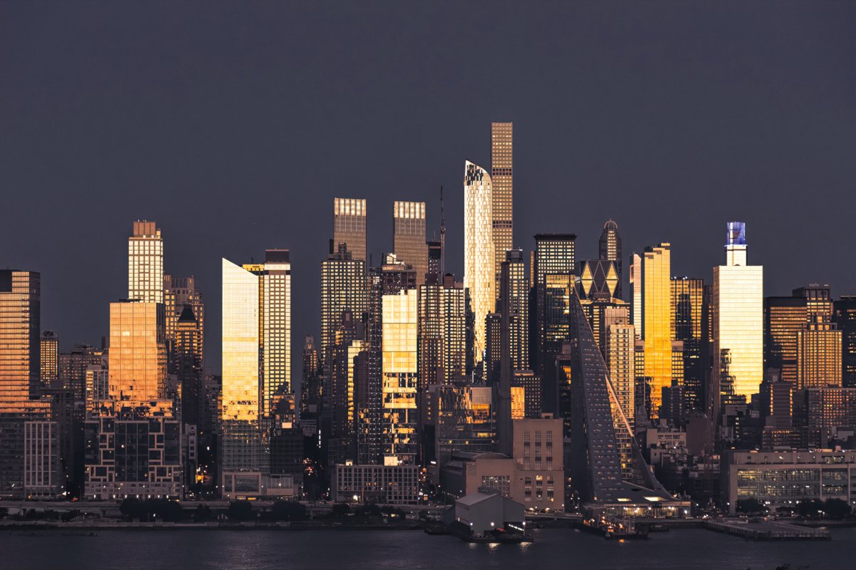 New York City and Hudson Cityscape at night example image 1