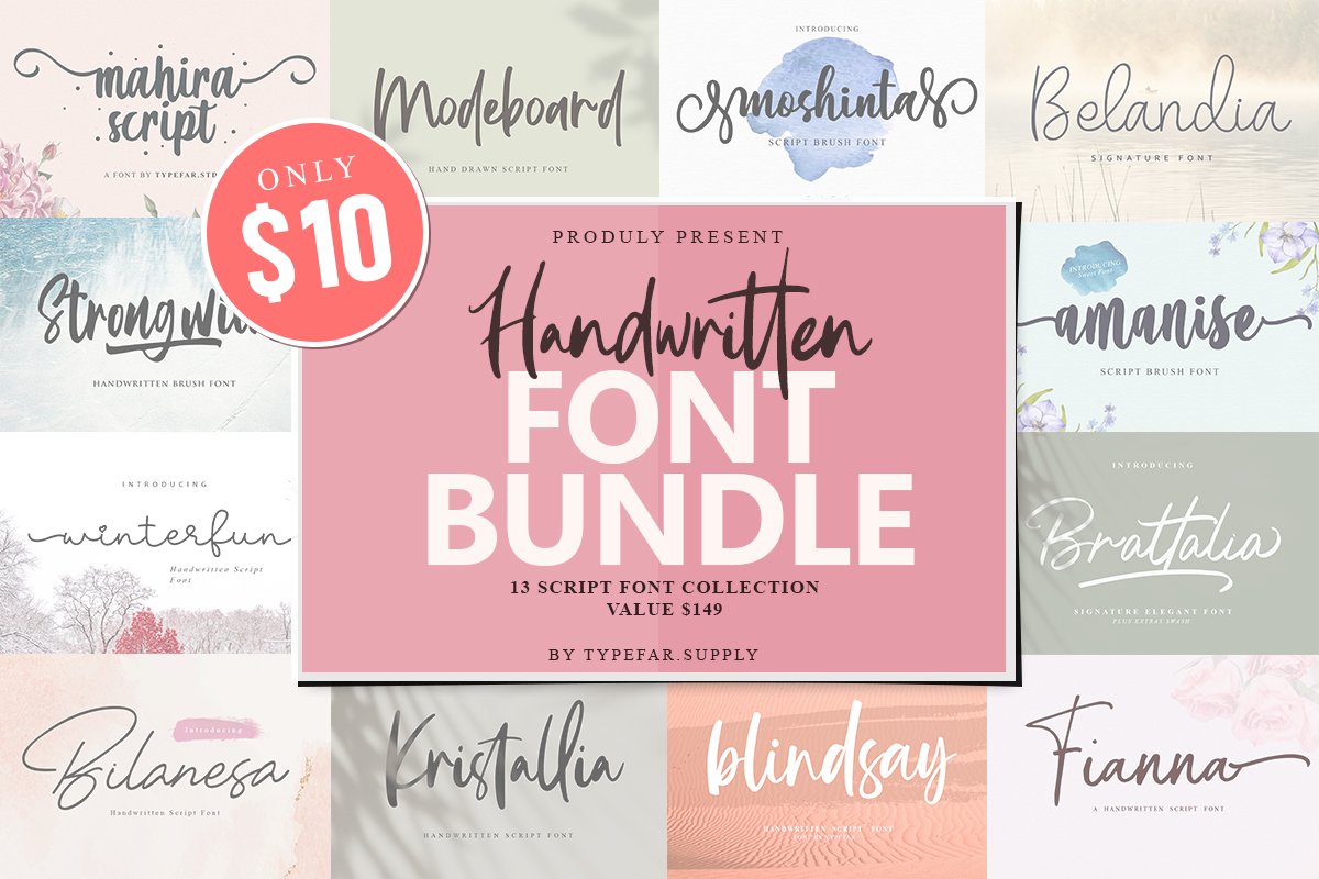 HANDWRITTEN SCRIPT FONT BUNDLE example image 1