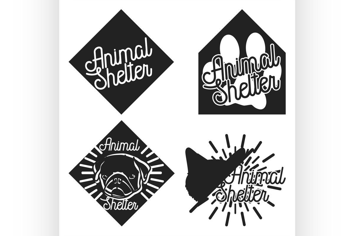 Vintage animal shelter emblems example image 1