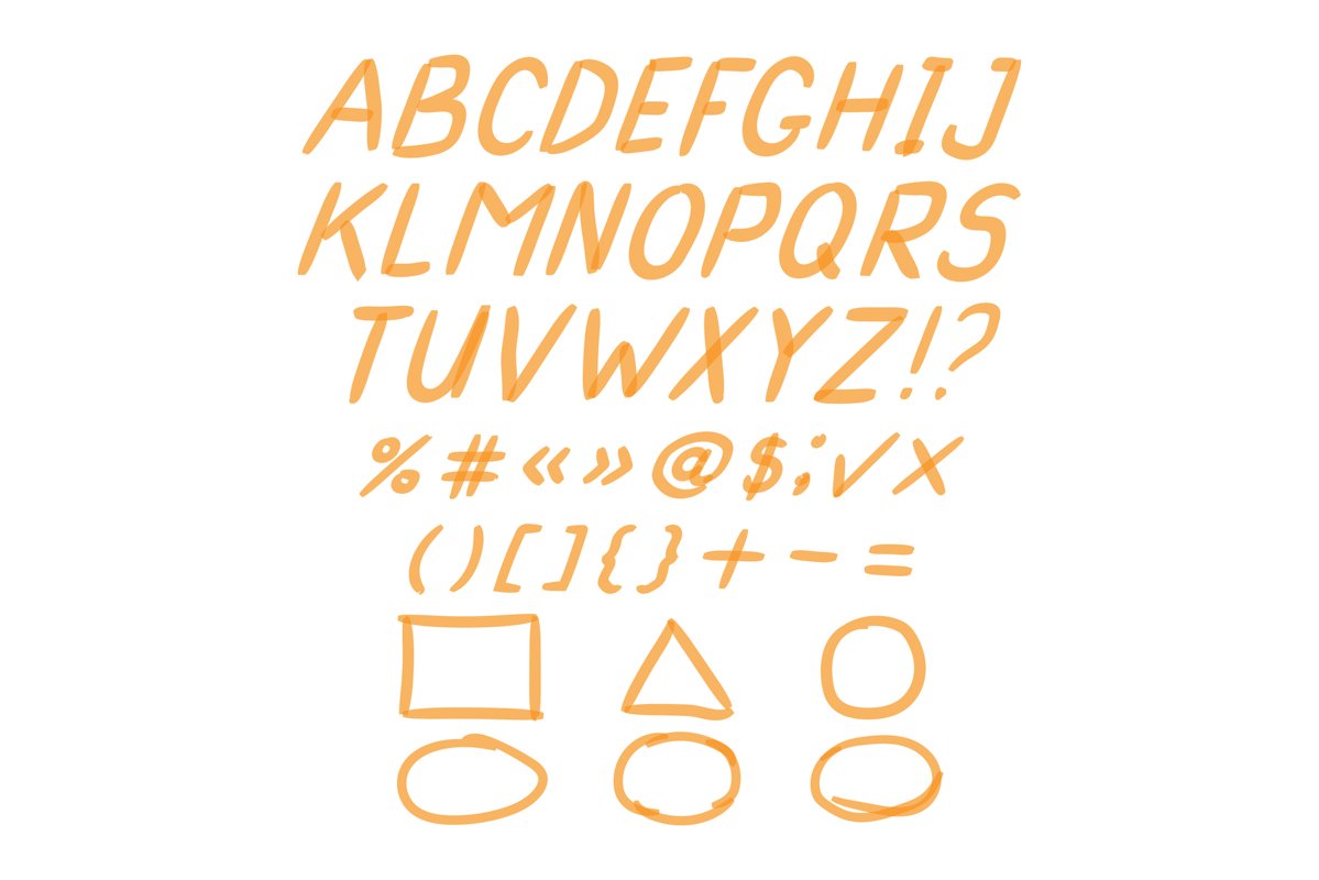 Marker Hand Written Doodle Letters And Mathematical Symbols example image 1
