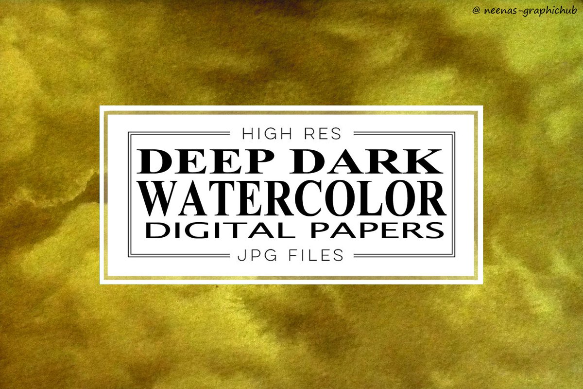 Deep Dark Watercolor Digital Papers example image 1