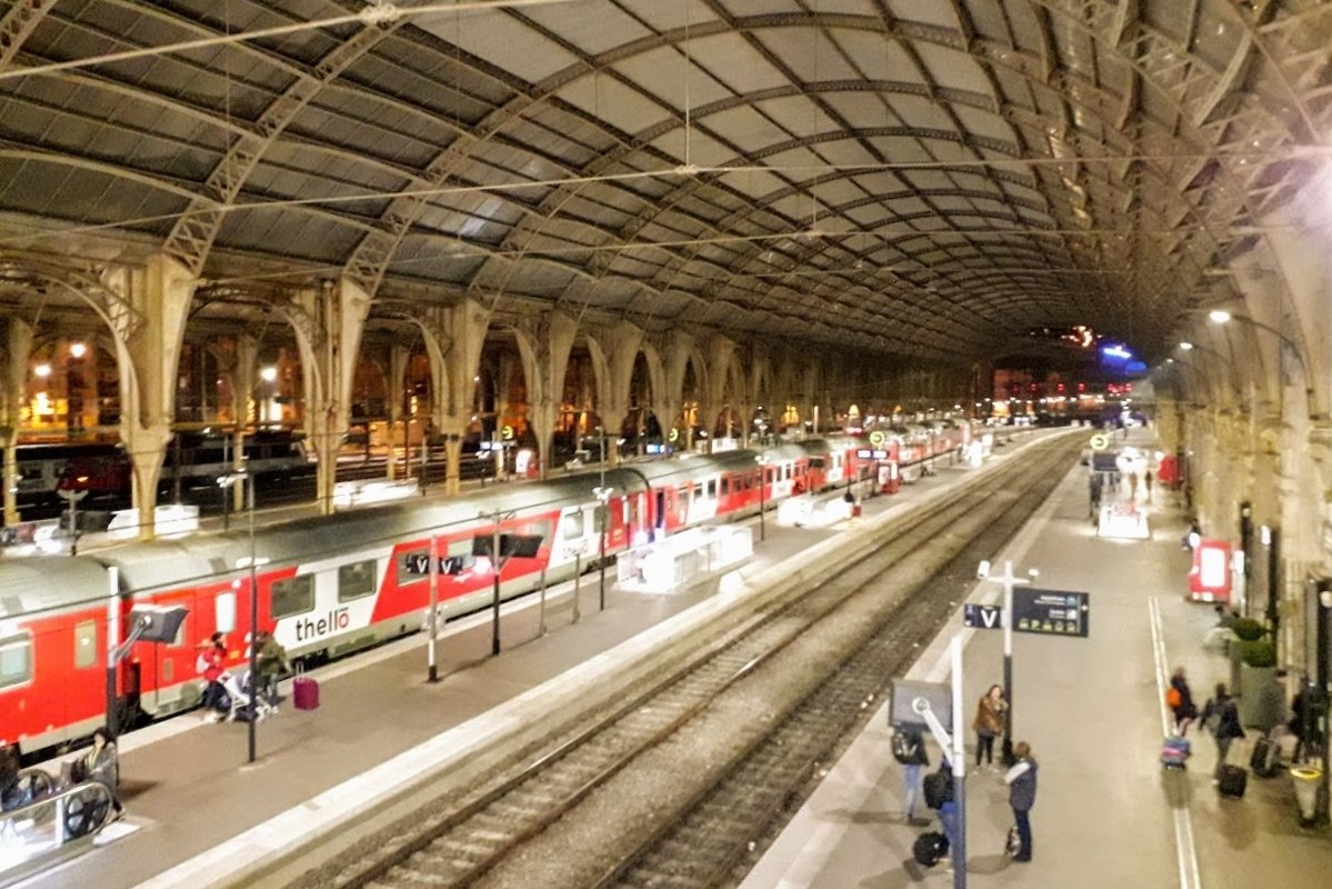 Train photos Red Train on the Trainstation in Nice France example image 1