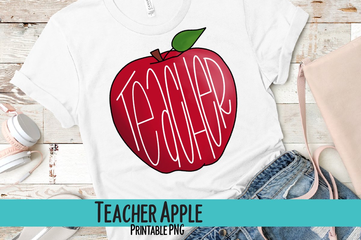 Teacher Apple Sublimation PNG example image 1