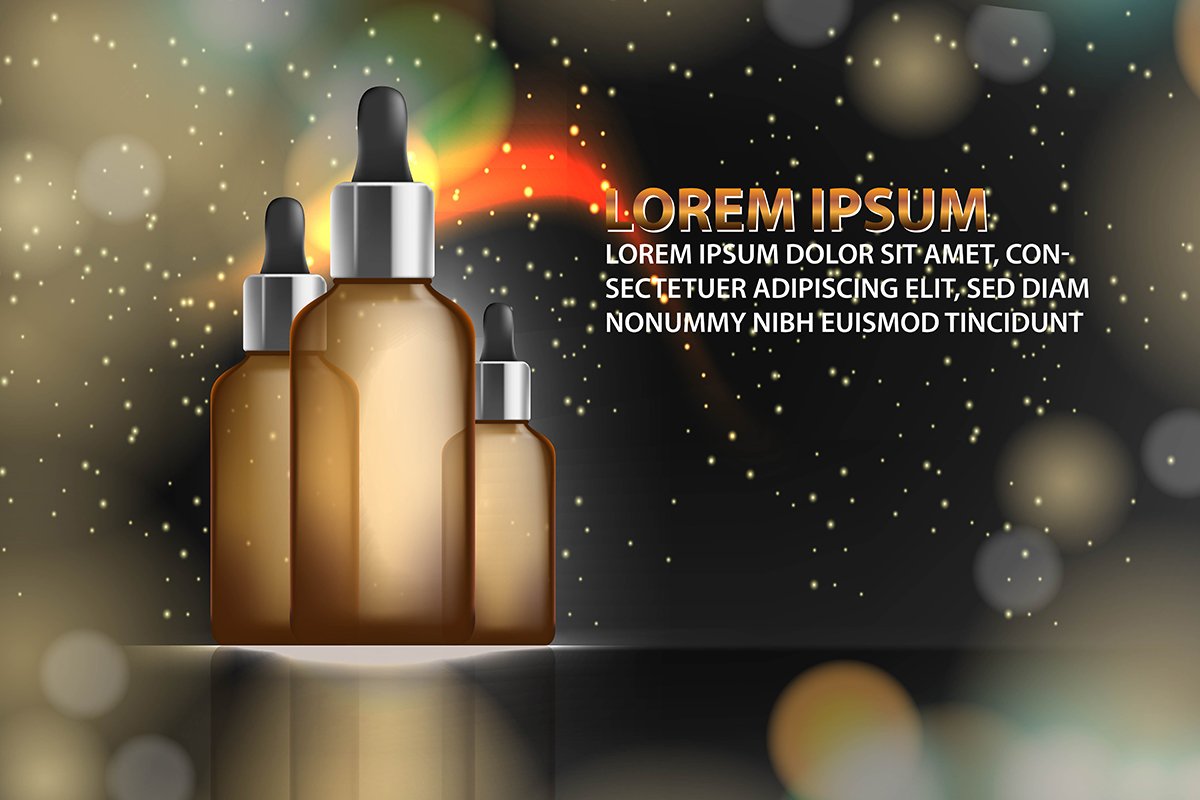 Vector glass vial with professional facial serum. Element fo example image 1