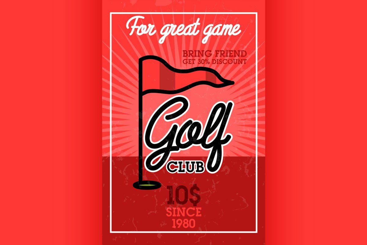 Color vintage golf club banner example image 1