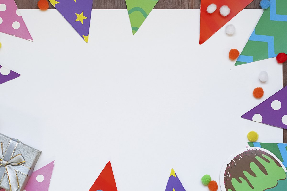 Defocused colorful party frame with birthday objets example image 1