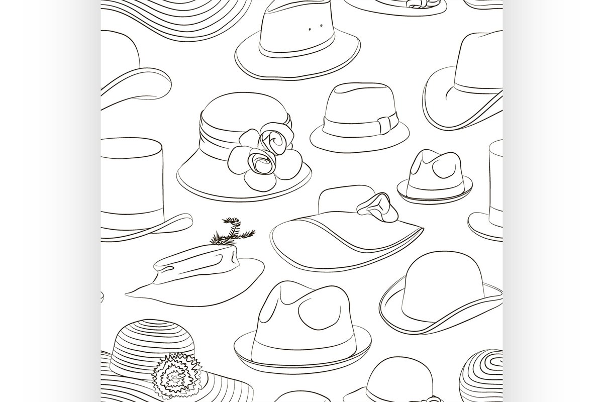 Vector set of man and woman hats pattern example image 1